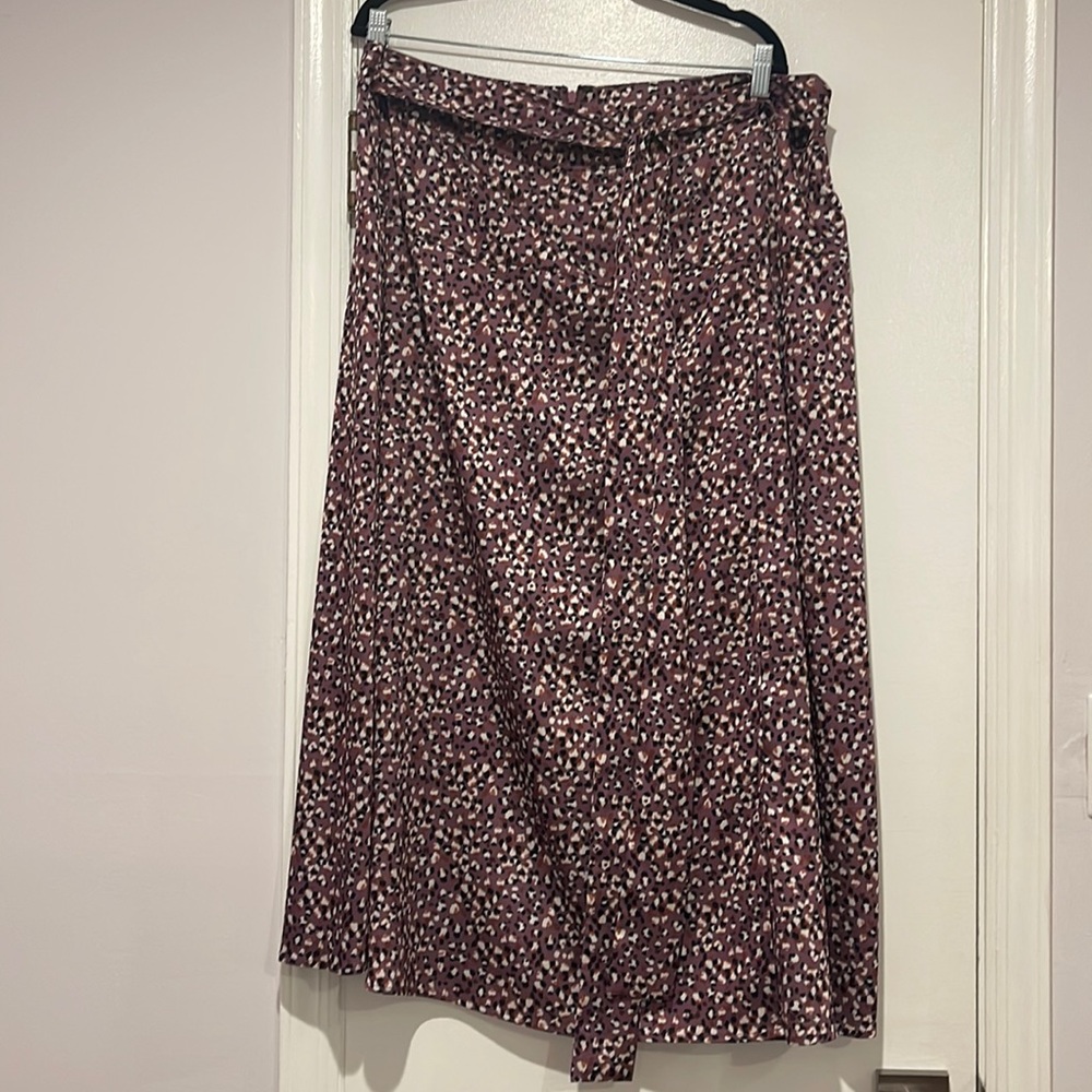 eloquii- midi skirt . with tie . purple leopard print skirt . silky feel .